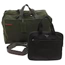 PRADA Shoulder Bag Nylon 2Set Black Khaki Auth 67079 - Prada