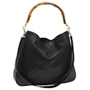GUCCI Bamboo Shoulder Bag Leather 2way Black 001 2404 1577 auth 66618 - Gucci