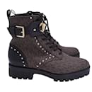Michael Kors Kincaid Lace-Up Boots in Brown Coated Canvas