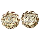 Gold coco mark chain clip-on earrings - size - Chanel