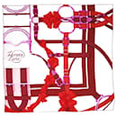 Red patterned silk scarf - size - Hermès
