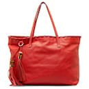 Gucci Red Bamboo Tassel Tote