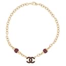 NEW CHANEL CHOCKER LOGO CC PEARLS NECKLACE 33 IN METAL GOLD STEEL NECKLACE - Chanel