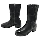 CHANEL SHOES BIKE BOOTS G31959 36 BLACK LEATHER BOX BIKER BOOTS - Chanel