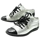 CHANEL LOGO CC G SHOES25313 36 SILVER LEATHER SNEAKERS SNEAKERS SHOES - Chanel