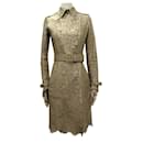 NEW BURBERRY TRENCH T COAT36 S IN GOLDEN OPEN LEATHER 2 COAT BELTS - Burberry