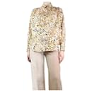 Cream and brown silk floral blouse - size UK 10 - Etro