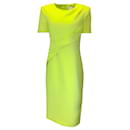 Roland Mouret Lime Green Short Sleeved Wool and Silk Crepe Midi Dress - Autre Marque