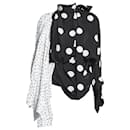 Balenciaga Black / White Multi Floral Polka Dot Printed Silk Blouse - Autre Marque