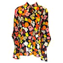 Maison Rabih Kayrouz Schwarz  / Orangefarbene, langärmlige Button-Down-Bluse mit Blumenmuster und mehreren Mustern  - Autre Marque