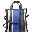 Balenciaga Blau / Nicht-gerade weiss / Schwarze Bazar Leder-Shopper-Handtasche - Autre Marque