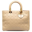 Grand sac à main Cannage Lady Dior en cuir d'agneau beige Dior