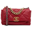 Red Chanel Medium Lambskin 19 Flap Bag Satchel