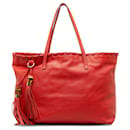 Red Gucci Bamboo Tassel Tote