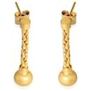 18K Yellow Gold Matte Woven Chain & Ball Drop Earrings - Autre Marque