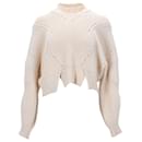 Isabel Marant Gane Open-Knit Cropped Sweater in Ecru Cotton