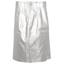 Escada Knee-Length Skirt in Metallic Gold Leather