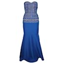 Strapless Blue Embroidered Dress - Autre Marque