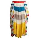 Falda midi de seda a rayas con estampado multicolor - Autre Marque