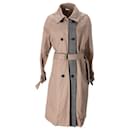Tommy Hilfiger Womens Check Stripe Trench Coat in Khaki Green Cotton