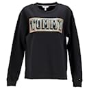 Tommy Hilfiger Damen-Sweatshirt mit Pailletten und Logo aus schwarzer Baumwolle