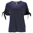 Tommy Hilfiger Womens Regular Fit Short Sleeve Knit Top in Navy Blue Lyocell