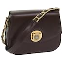 Bolsa de ombro Gianni Versace em couro marrom escuro Auth 67428