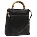 GUCCI Bamboo Hand Bag Leather 2way Black 002 1956 0506 Auth yk10898 - Gucci