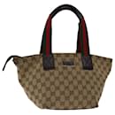 GUCCI GG Canvas Web Sherry Line Tote Bag Red Beige Green 131228 Auth yk10923 - Gucci