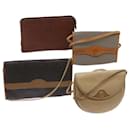 Christian Dior Chain Shoulder Bag Leather 4Set Beige Brown Auth bs11981