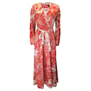 Mary Katranzou Red / White Ithaki Printed Belted Long Sleeved Two-Tone Poly Twill Maxi Dress - Autre Marque