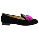 Christian Louboutin Mayamoc Fur-Detail Loafers in Black Velvet