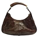 Saint Laurent Brown Vintage Bag with Wooden Top Handle - Autre Marque