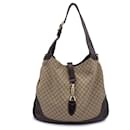 Beige Diamante Canvas Leather New Jackie Tote Hobo Bag - Gucci