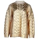 Valentino Garavani Metallized Cable-Knit Jumper in Gold Virgin Wool