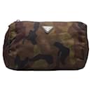 Prada Tessuto Camouflage Reversible Pouch Canvas Vanity Bag in Good condition