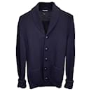 Tom Ford Button-Front Cardigan in Navy Blue Wool