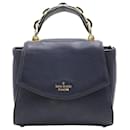 Grain Leather Navy Blue Handbag/ Shoulder Bag with Big Chain - Autre Marque