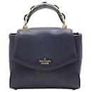 Borsa a mano in pelle fiore blu navy/ Borsa a tracolla con catena grande - Autre Marque