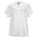 Camisa feminina de algodão com listras de manga curta - Tommy Hilfiger