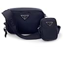 Black Re-Nylon and Saffiano Brique Messenger Bag - Prada
