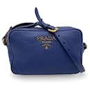 Blue Vitello Phenix Leather Crossbody Messenger Camera Bag - Prada