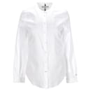 Tommy Hilfiger Damen Slim Fit Bluse mit Cutout-Besatz aus weißer Baumwolle