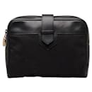 Yves Saint Laurent Canvas Leather-Trimmed Clutch Bag  Canvas Clutch Bag in Fair condition