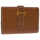 HERMES Bearn Card Case Leather Brown Auth 67553 - Hermès