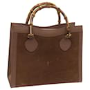 GUCCI Bamboo Hand Bag Suede Brown 002 1095 Auth ep3536 - Gucci