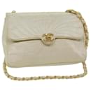 CHANEL Chain Shoulder Bag Silk Cream CC Auth 67175A - Chanel