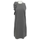 Brunello Cucinelli Heather Grey Sleeveless Dress with Ruffle Detail - Autre Marque