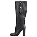 GUCCI Black Leather Tassel Tall Boots Size 37 - Gucci
