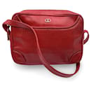 Bolso mensajero de hombro de cuero texturizado rojo vintage - Gucci